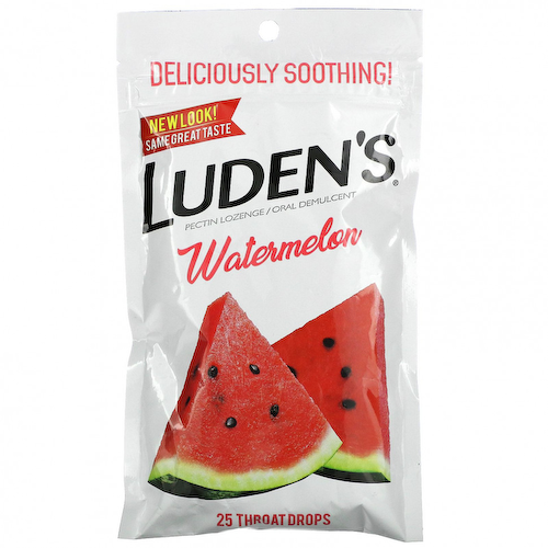 Luden's, Леденцы с пектином / успокаивающее средство для полости рта, арбуз, 25 леденцов для горла #1