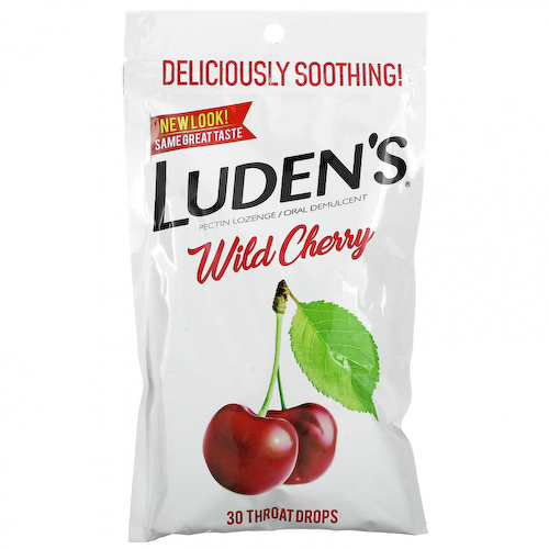 Luden's, Леденцы с пектином, успокаивающее средство для полости рта, дикая вишня, 30 леденцов для горла #1
