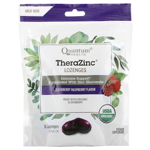 Quantum Health, Леденцы TheraZinc, вкус бузины и малины, 18 леденцов #1