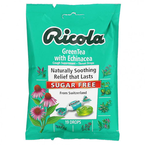 Ricola, зеленый чай с эхинацеей, без сахара, 19 леденцов #1