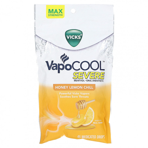 Vicks, VapoCool, Severe, мед и лимон, 45 лечебных капель #1