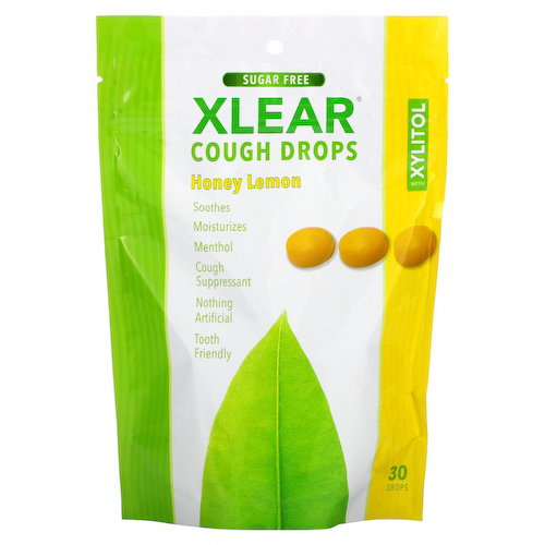 Xlear, Леденцы от кашля с ксилитолом, без сахара, мед и лимон, 30 капель #1