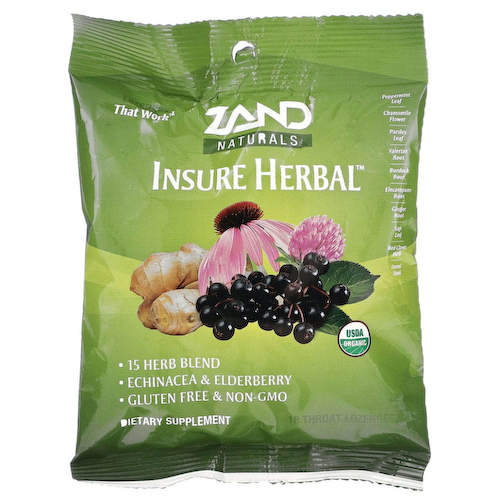 Zand, Naturals, органические травы, 18 пастилок для горла #1