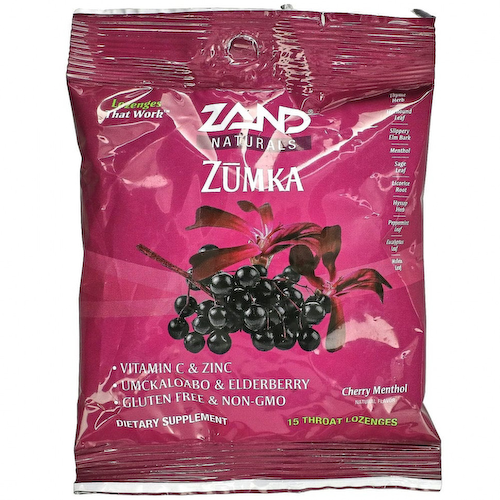 Zand, Naturals, Zumka, вишневый ментол, 15 пастилок для горла #1