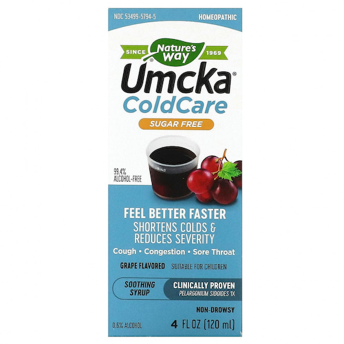 Nature's Way, Umcka ColdCare, успокаивающий сироп, без сахара, с виноградом, 120 мл (4 жидк. Унции) #1