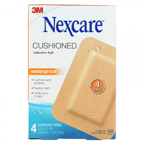 Nexcare, Водонепроницаемая адгезивная прокладка, 4 прокладки #1