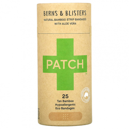 Patch, Бинты в полоску из натурального бамбука с алоэ вера, от ожогов и волдырей, для загара, 25 эко-повязок #1