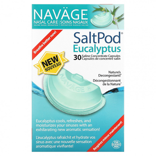 Navage, Nasal Care, солевой раствор для промывания носа, SaltPod и эвкалипт, 30 капсул с солевым концентратом #1
