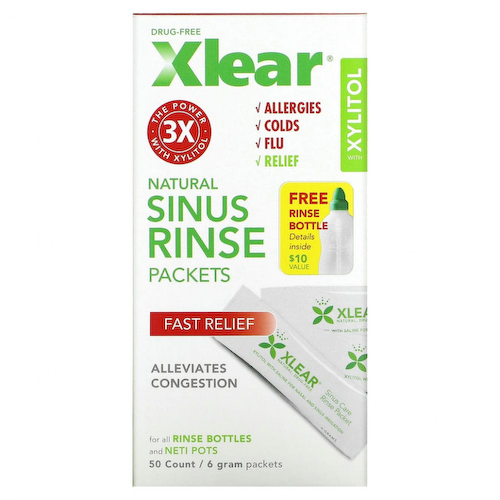 Xlear, Natural Sinus Rinse в пакетиках, быстрое облегчение, 50 шт., По 6 г #1