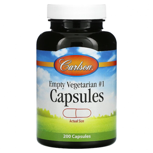 Carlson Labs, пустые вегетарианские капсулы №1, 200 капсул #1