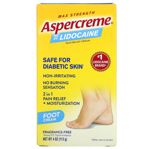 Aspercreme, Обезболивающий крем для ног с 4% лидокаином, максимальная сила действия, без отдушек, 113 г (4 унции) #1