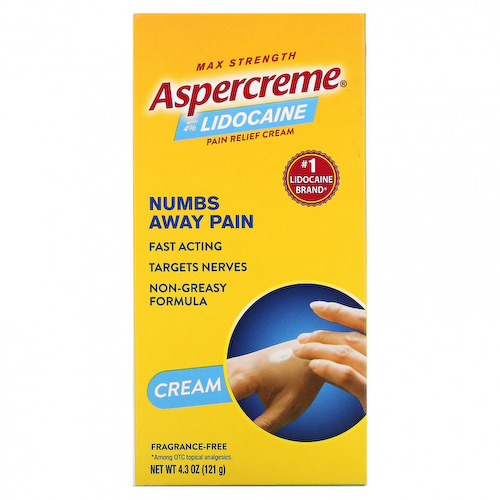 Aspercreme, Обезболивающий крем с 4% лидокаином, максимальная сила действия, без отдушек, 121 г (4,3 унции) #1
