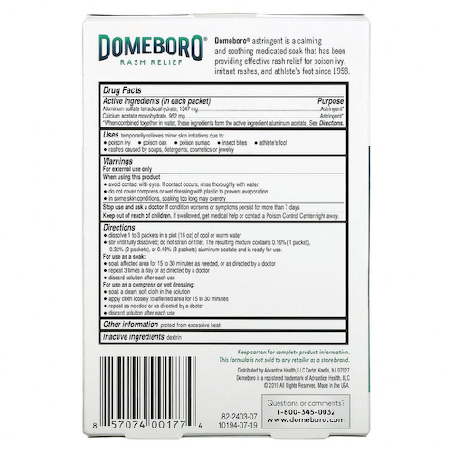 Domeboro, Medicated Soak, Rash Relief, 12 Powder Packets #1
