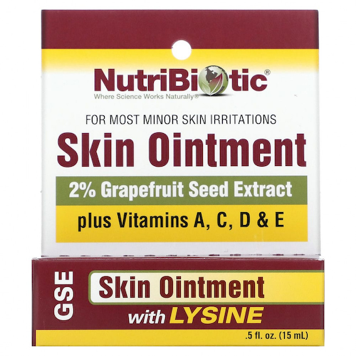 NutriBiotic, Мазь для кожи, 2 % экстракта семян грейпфрута и лизина, 0,5 жидкой унции (15 мл) #1