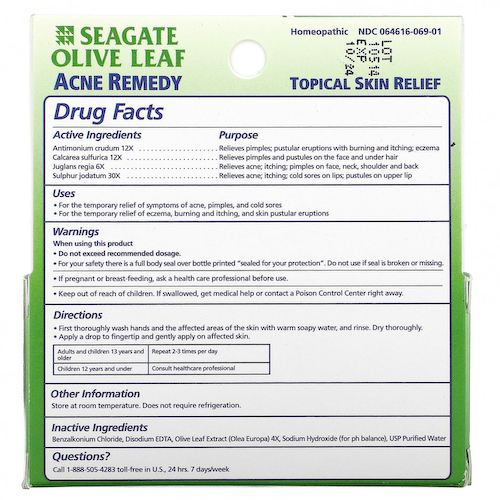 Seagate, средство от акне из листьев оливкового дерева, 30 мл (1 жидк. унция) #1