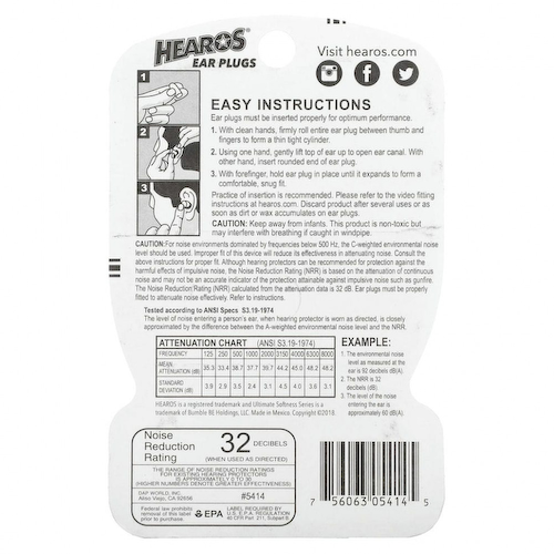 Hearos, Беруши, Ultimate Softness, High, NRR 32, 6 пар #1