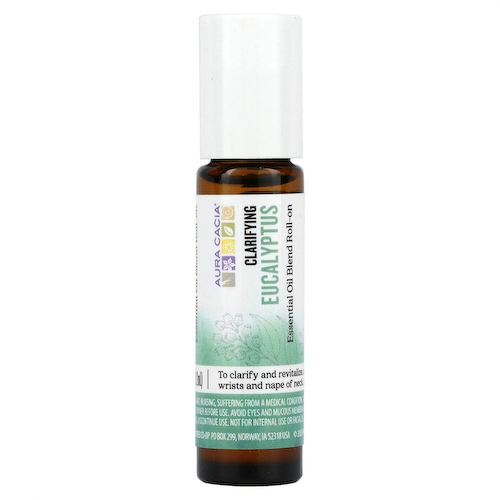 Aura Cacia, Смесь эфирного масла, очищающий роликовый аппликатор, эвкалипт, 0,31 жидкие унции (9,2 мл) #1