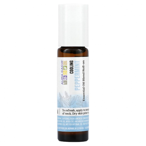 Aura Cacia, Смесь эфирного масла, успокаивающий роликовый аппликатор, мята, 0,31 жидких унции (9,2 мл) #1