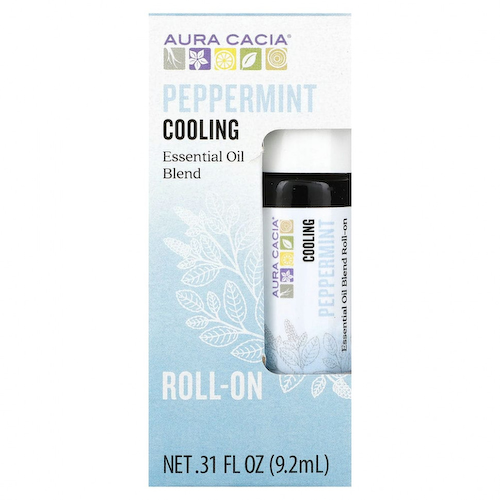 Aura Cacia, Смесь эфирного масла, успокаивающий роликовый аппликатор, мята, 0,31 жидких унции (9,2 мл) #1