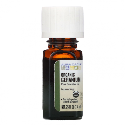 Aura Cacia, чистое эфирное масло, органическая герань, 7,4 мл (0,25 жидк. унции) #1