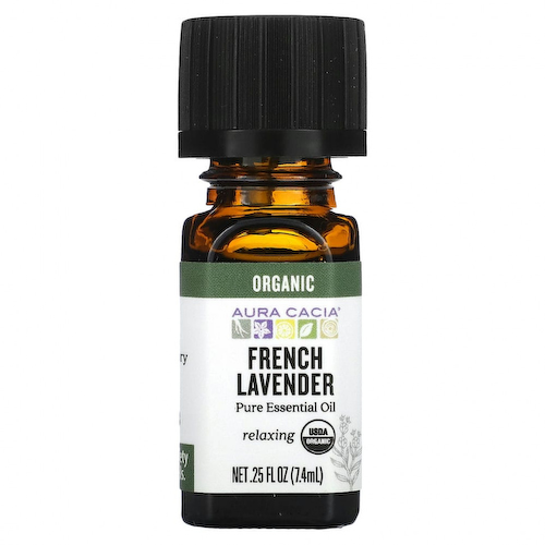 Aura Cacia, Чистое эфирное масло, органическая французская лаванда 7,4 мл (0,25 жидкой унции) #1