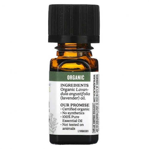 Aura Cacia, Чистое эфирное масло, органическая французская лаванда 7,4 мл (0,25 жидкой унции) #1