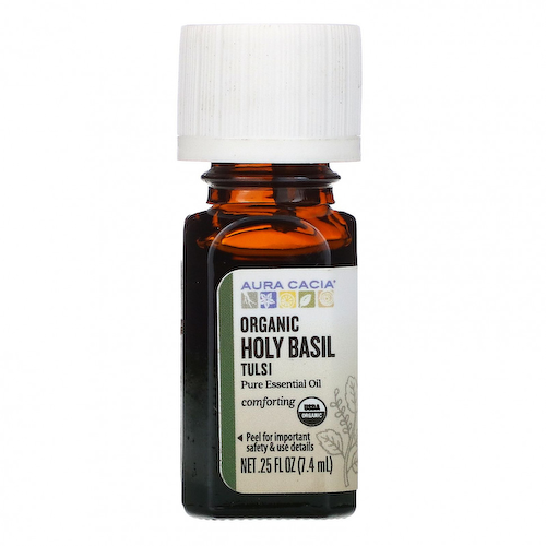 Aura Cacia, Чистое эфирное масло, органический туласи (базилик священный) 7,4 мл (0,25 жидк. унции) #1