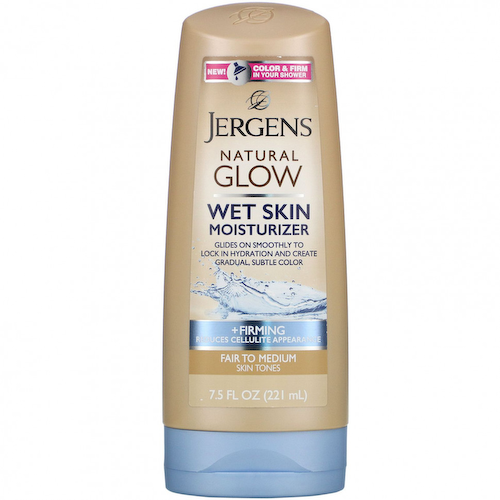 Jergens, Natural Glow, увлажняющее средство для нанесения на влажную кожу, придает упругость, для светлых и средних тонов кожи, 221 мл #1