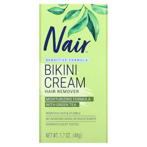 Nair, Средство для эпиляции, крем для бикини, формула для чувствительной кожи, с зеленым чаем, 48 г #1