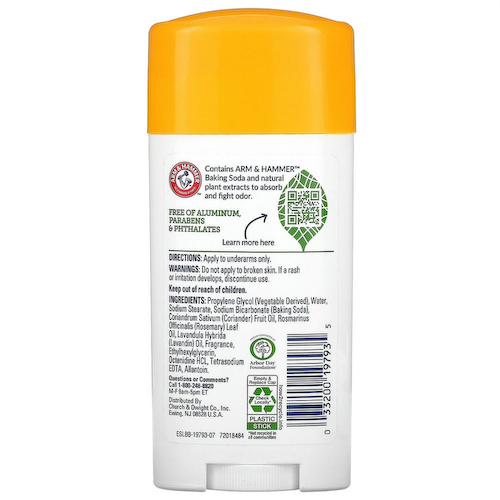 Arm & Hammer, Essentials, дезодорант с натуральными дезодорирующими компонентами, розмарин и лаванда, 71 г (2,5 унции) #1
