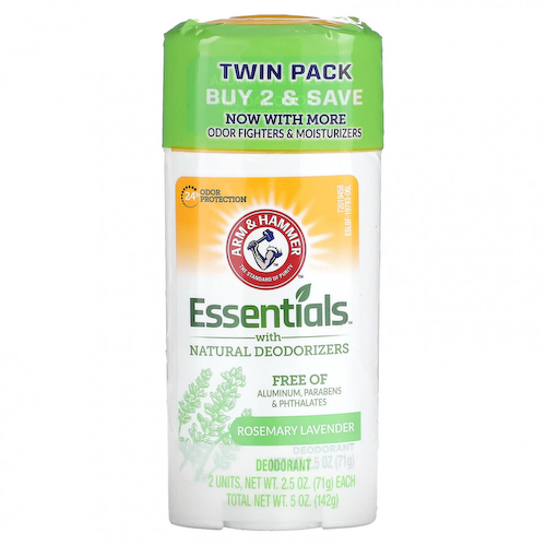 Arm & Hammer, Essentials с натуральными дезодорантами, дезодорант, розмарин и лаванда, 2 упаковки по 71 г (2,5 унции) #1