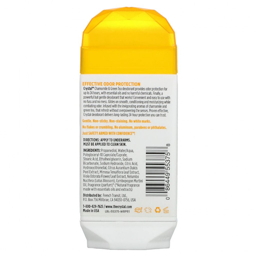 Crystal Body Deodorant, Невидимый твердый дезодорант, ромашка и зеленый чай, 70 г #1