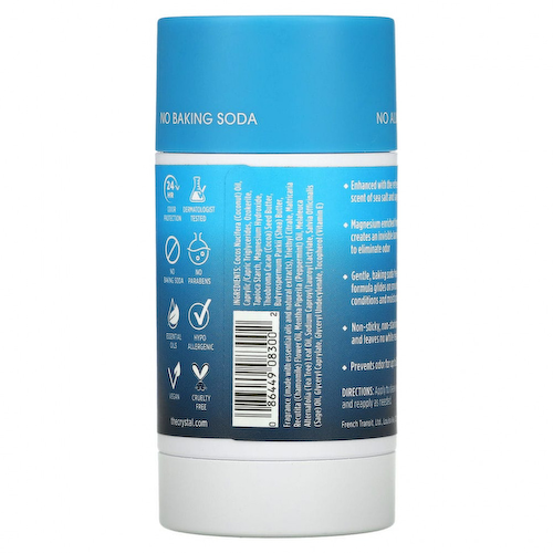 Crystal Body Deodorant, Обогащенный магнием дезодорант, морская соль + шалфей, 70 г (2,5 унции) #1