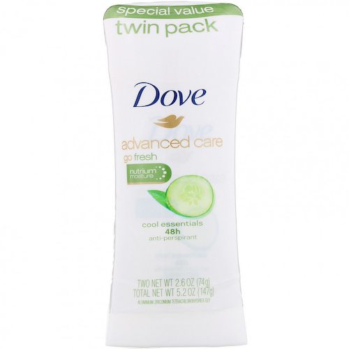 Dove, Advanced Care, дезодорант-антиперспирант, свежесть, набор из 2 шт. по 74 г (2,6 унции) #1