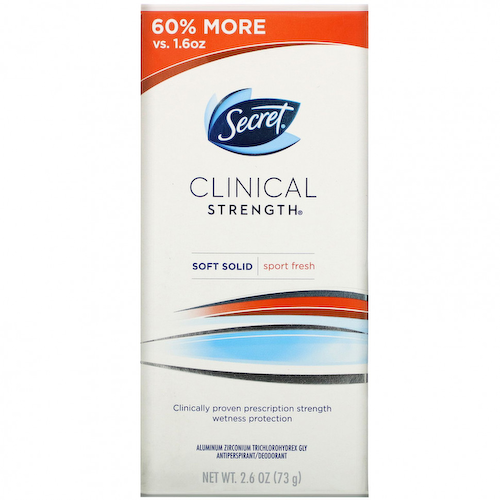 Secret, Clinical Strength, антиперспирант / дезодорант, мягкое вещество, Sport Fresh, 73 г (2,6 унции) #1