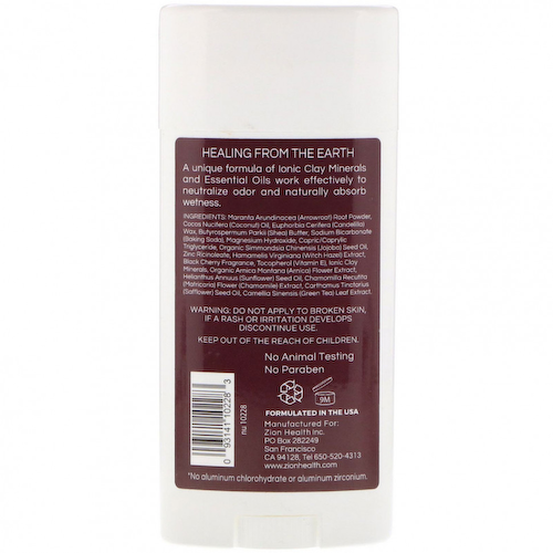 Zion Health, Bold, ClayDry, дезодорант, «Черешня», 80 г (2,8 унции) #1