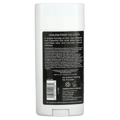 Zion Health, Bold, ClayDry, дезодорант, «Уголь и мята», 80 г (2,8 унции) #1