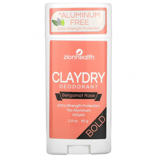 Zion Health, ClayDry Deodorant, Bold, Bergamot Rose, 2.8 oz (80 g) #1