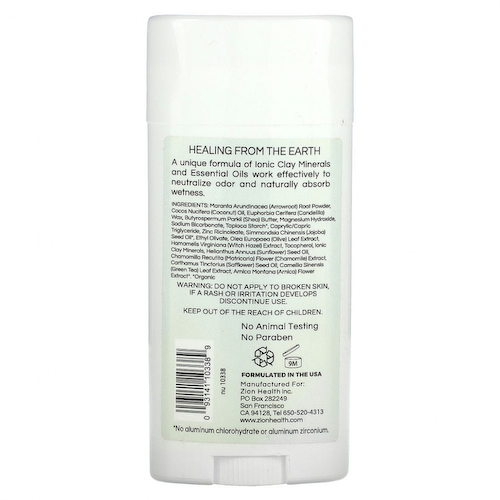 Zion Health, Claydry дезодорант, жирный, без отдушек, 80 г (2,8 унции) #1