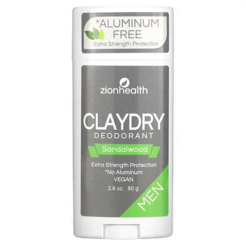 Zion Health, Мужской дезодорант ClayDry, сандал, 80 г (2,8 унции) #1