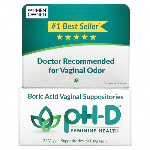 pH-D Feminine Health, Вагинальные свечи с борной кислотой, 600 мг, 24 свечи #1