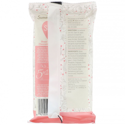 Summer's Eve, Sheer Floral, салфетки для интимной гигиены 5 в 1, 32 штуки #1