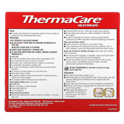 ThermaCare, Улучшенная менструальная обезболивающая, одноразовое, 3 менструальных тепловых обертывания #1