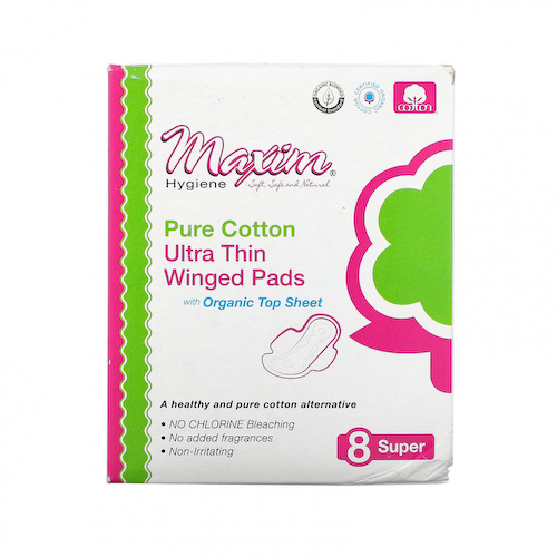 Maxim Hygiene Products, Чистый хлопок, ультратонкие подушечки с крыльями, супер, 8 подушечек #1