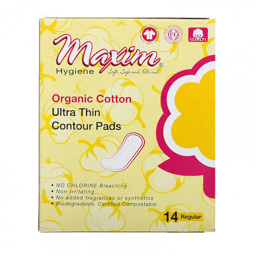 Maxim Hygiene Products, Ультратонкие контурные подушечки из органического хлопка, обычные, 14 штук #1