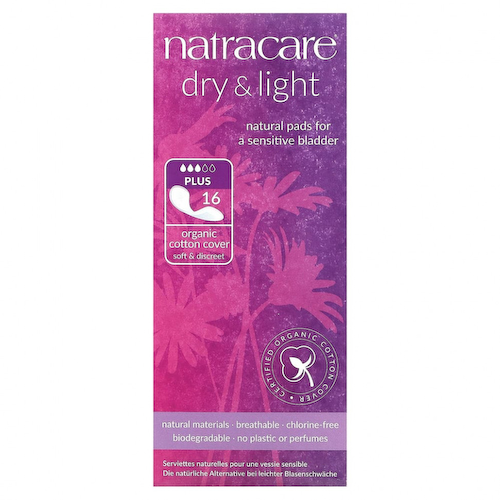 Natracare, Dry & Light, покрытие из органического хлопка, плюс, 16 прокладок #1