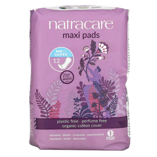 Natracare, Maxi, прокладки, поверхность из органического хлопка, супер, 12 штук #1