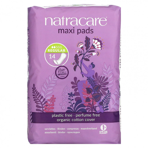 Natracare, Maxi, прокладки с поверхностью из органического хлопка, обычные, 14 шт. #1