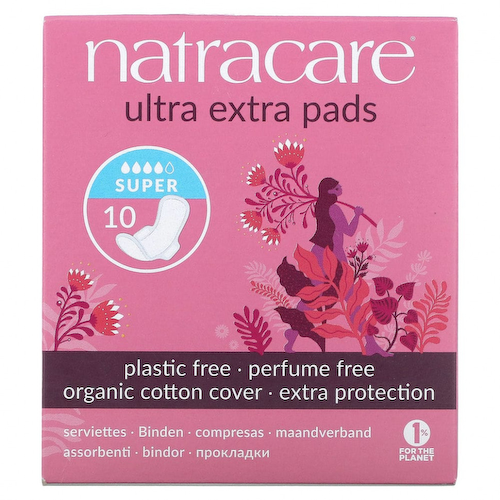 Natracare, Ultra Extra, прокладки, поверхность из органического хлопка, супер, 10 штук #1