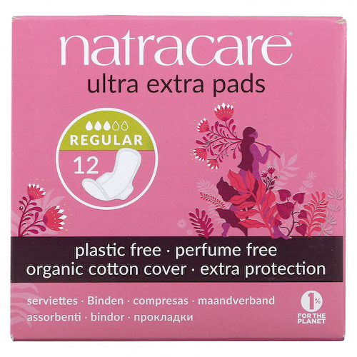 Natracare, Ultra Extra, прокладки, поверхность из органического хлопка, обычные, 12 штук #1